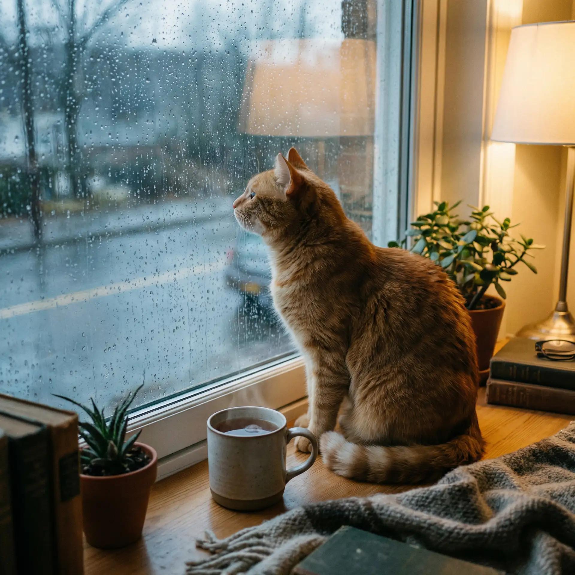 猫咪望着窗外的雨 - 中國人線上看